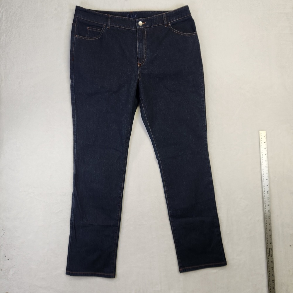 Pure Collection Womens Dark Wash Straight Leg Jeans Indigo Blue Sz US 14/16R NWT